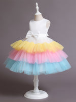 Sweet Girls Colorful Mesh Sleeveless Puffy Princess Dress