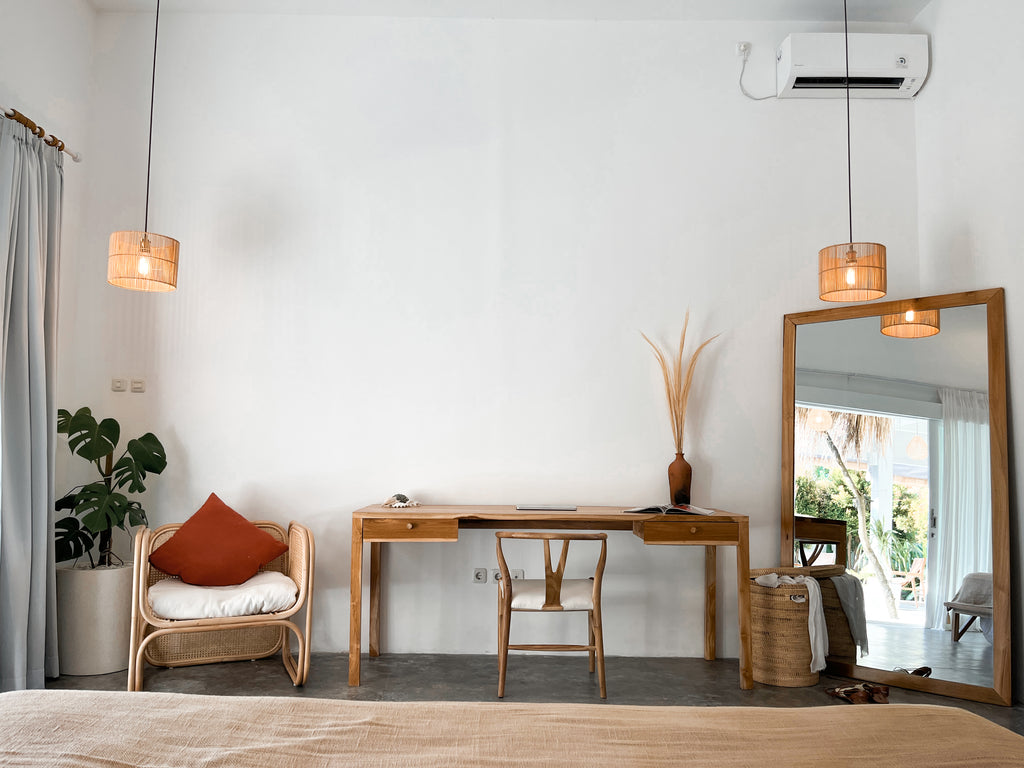 Rattan chair and lampshade