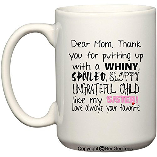 Dear Mom Thanks for Putting Up with A Spoiled Funny Apron by BeeGeeTees