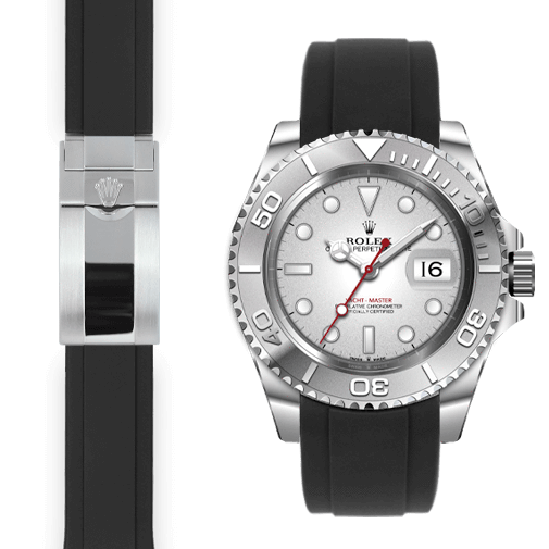 rolex yacht master black rubber strap