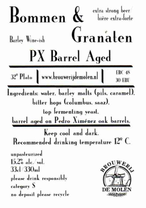 De Molen Bommen & Granaten PX Barrel Aged Barleywine - Outro Lado