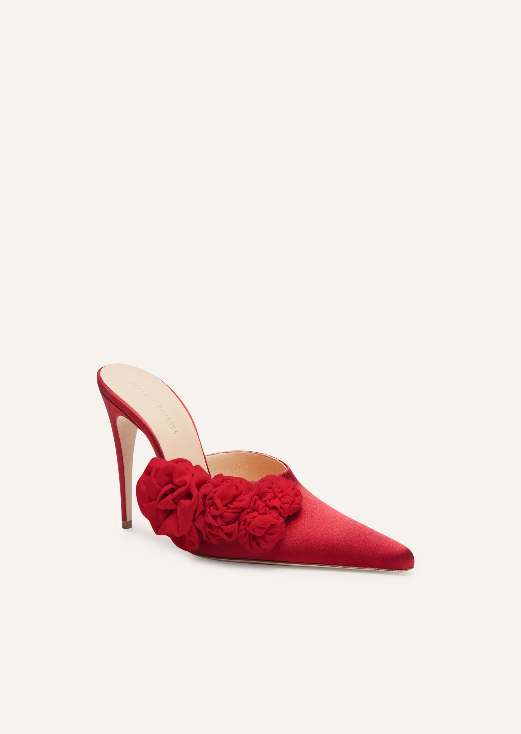 AW23 HIGH MULES SATIN RED PATCH RED