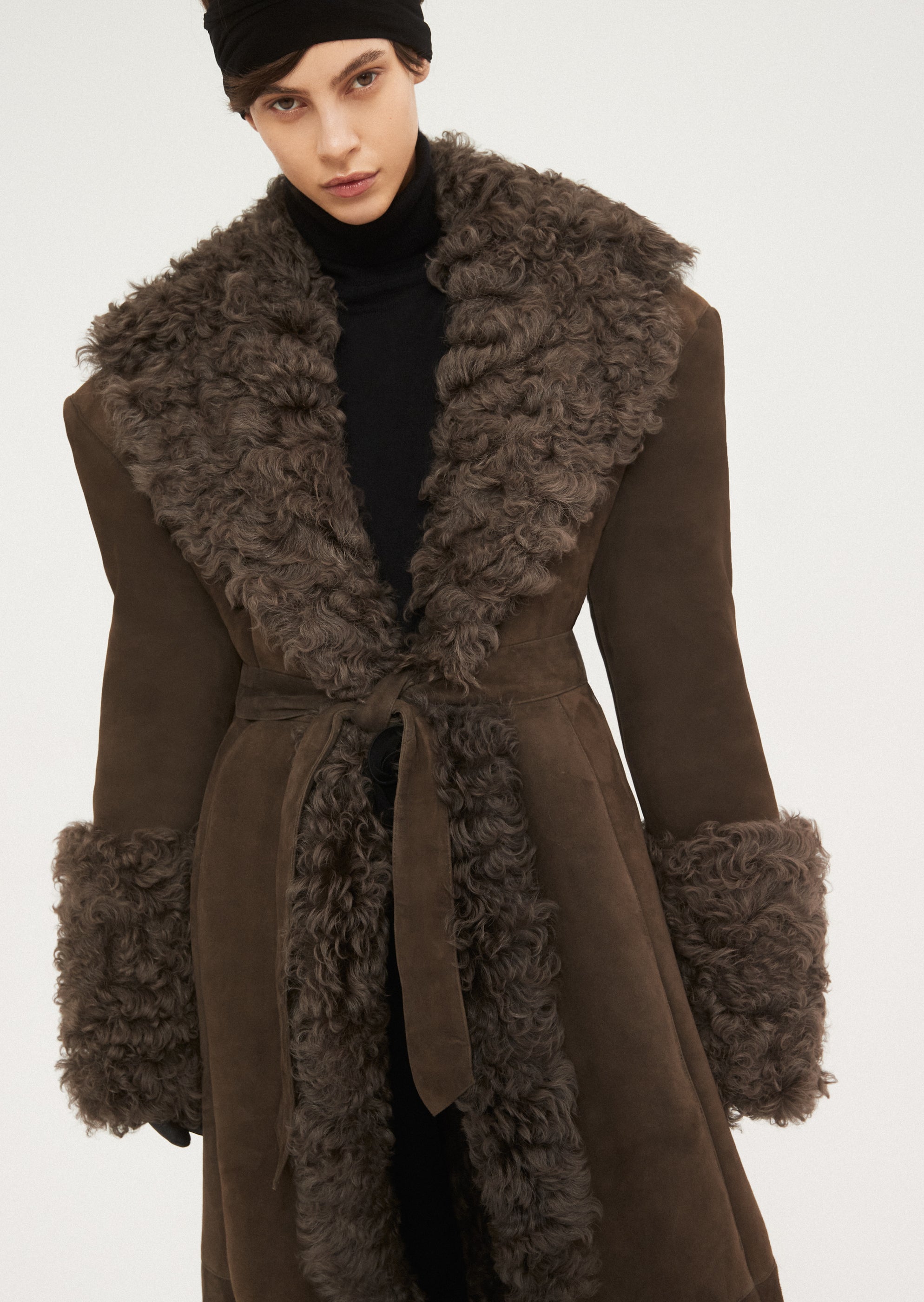 AW23 LEATHER 01 SHEARLING COAT BROWN