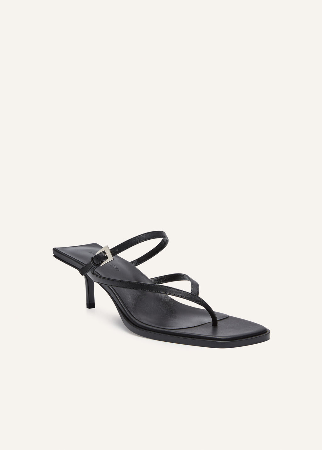 Low thong heel sandal in black leather | Magda Butrym