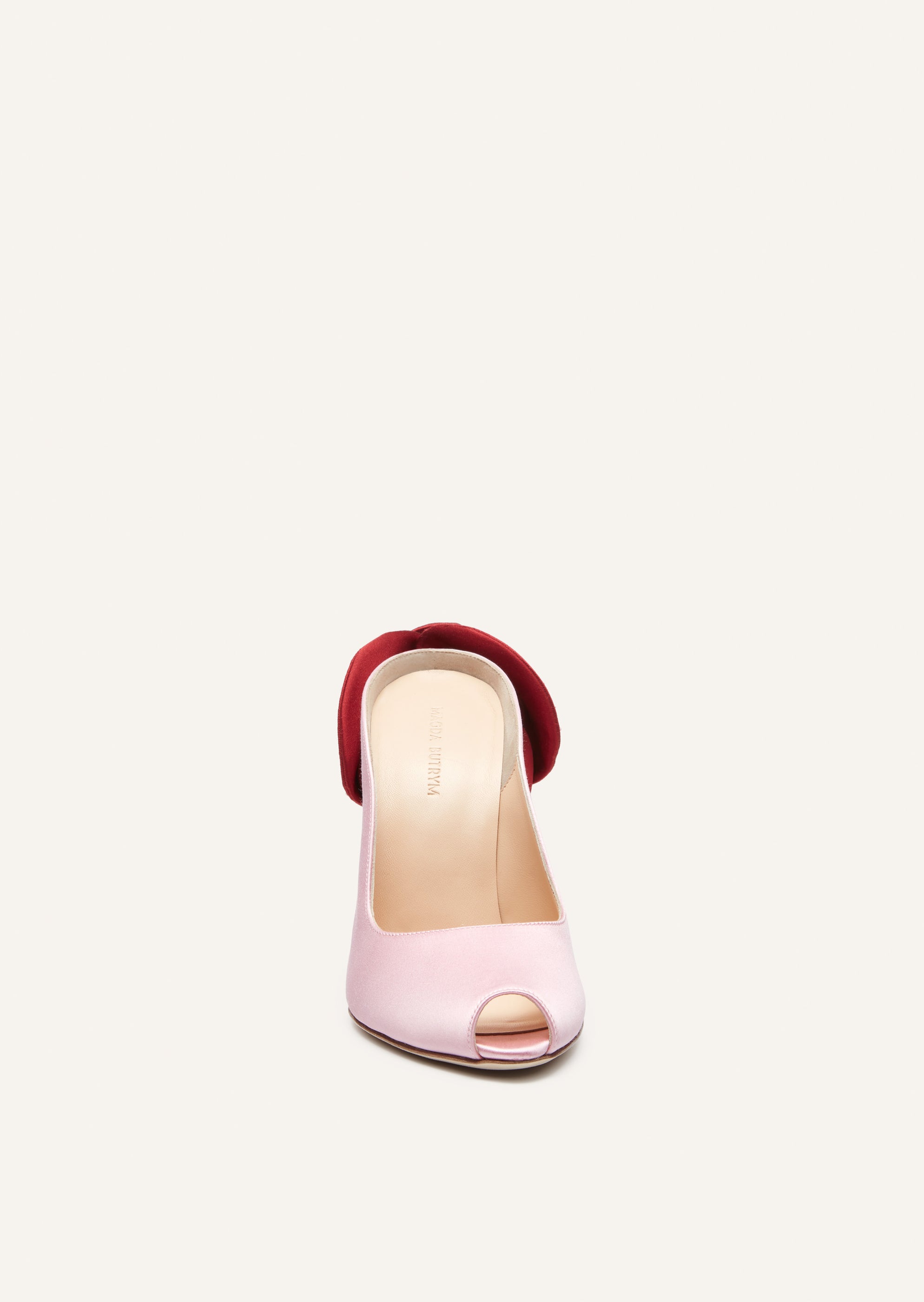 RE24 PEEP TOE MULES SATIN PINK