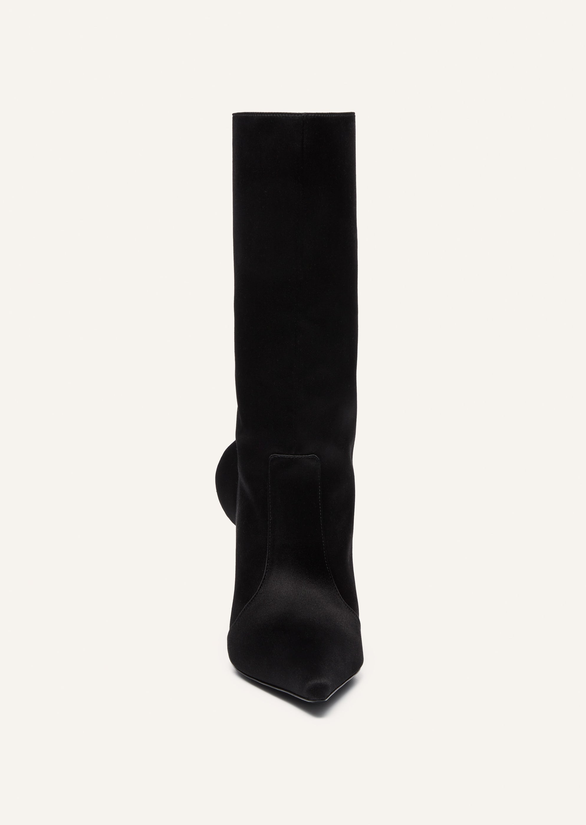 RE24 SHARP POINTED FLOWER BOOTS SATIN BLACK