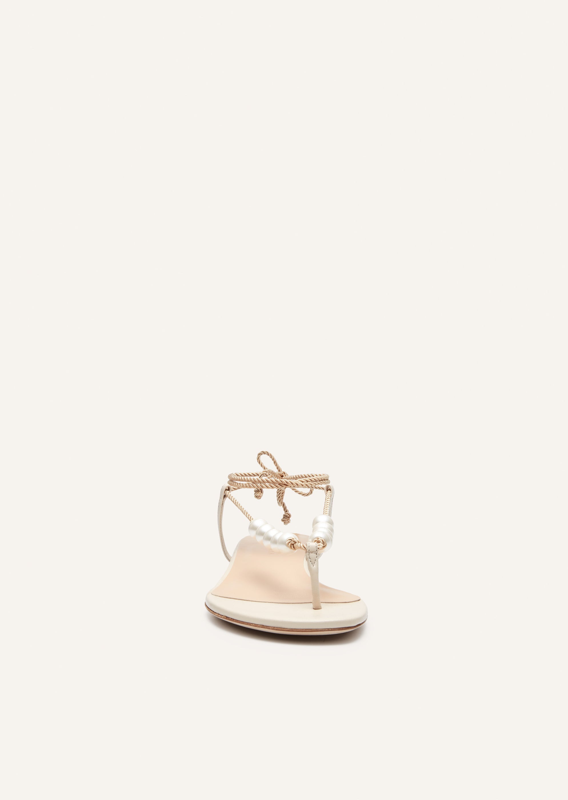 RE24 WRAP AROUND FLAT PEARLS SANDALS CREAM