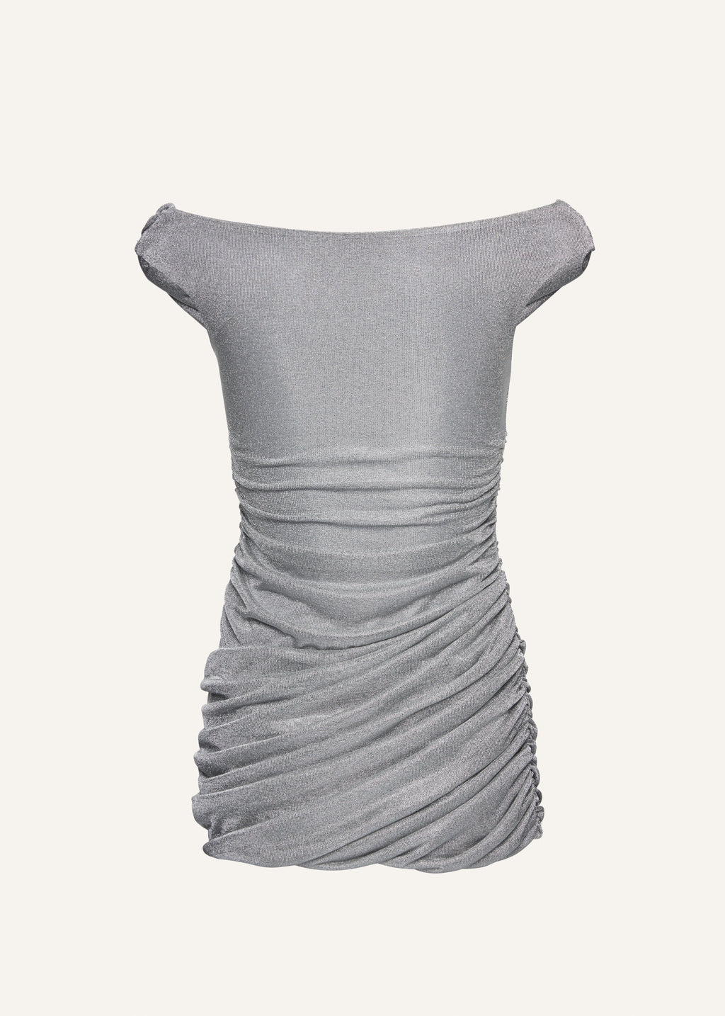 Cowl neck jersey mini dress in silver | Magda Butrym