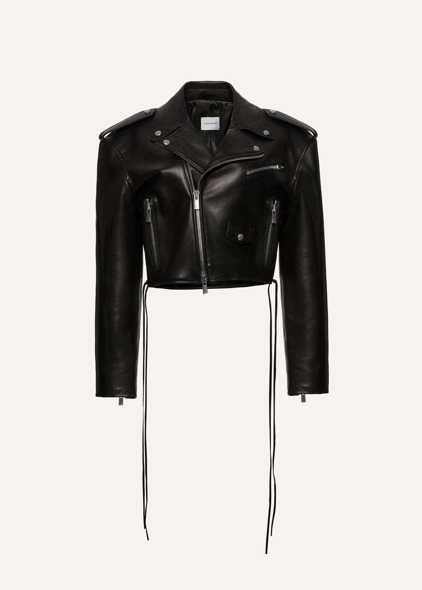 Cropped biker jacket in black leather | Magda Butrym