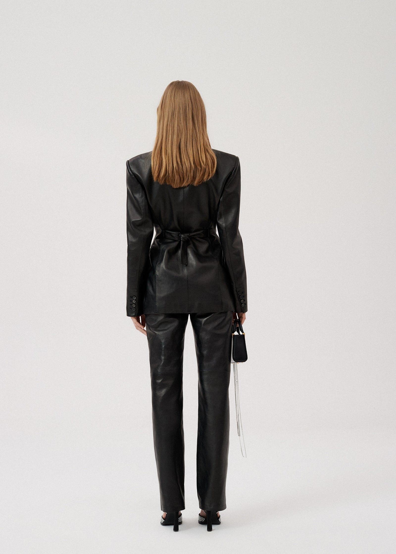 Leather hourglass blazer in black | Magda Butrym