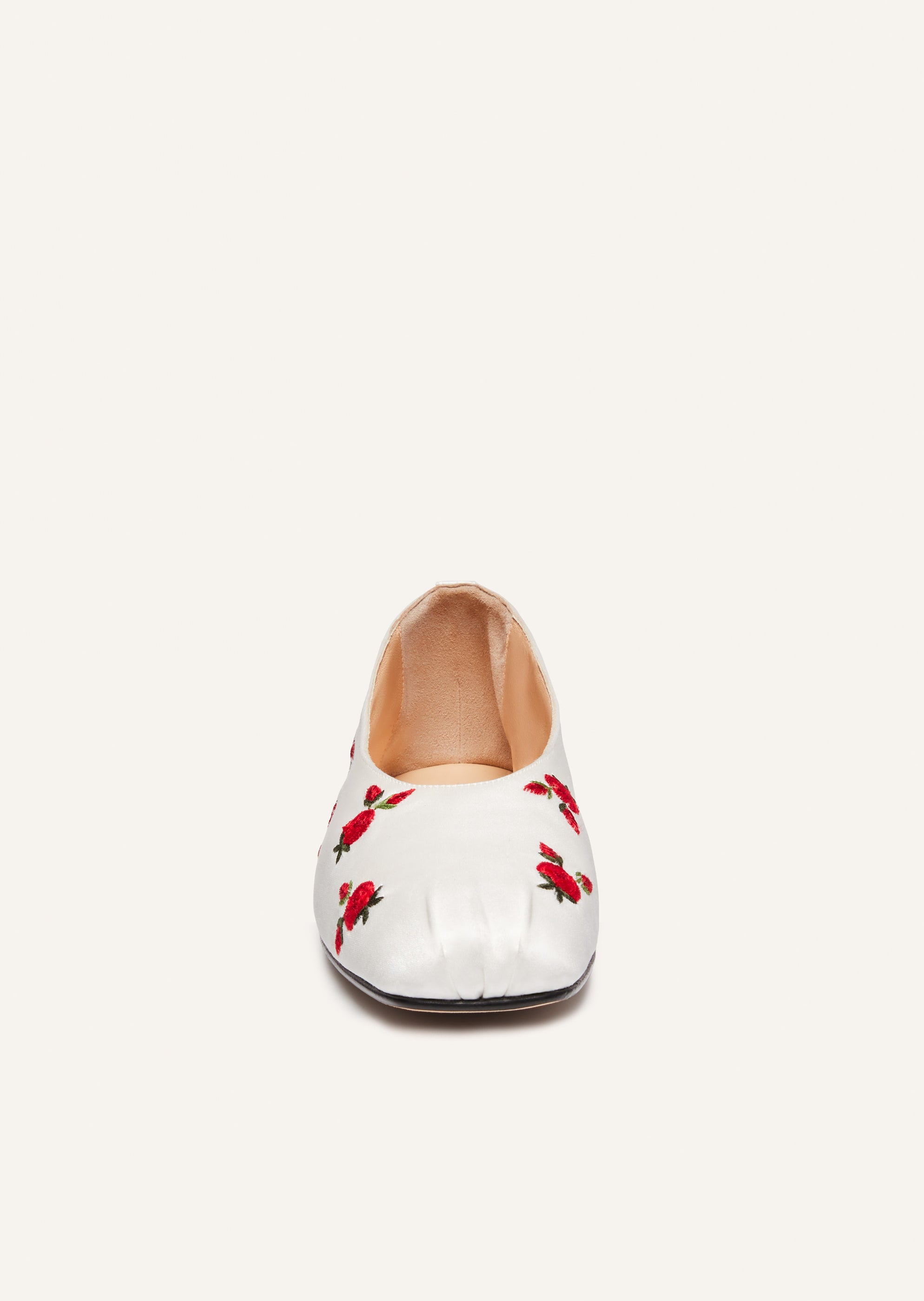 PF23 BALLET FLATS EMBROIDERY SATIN CREAM