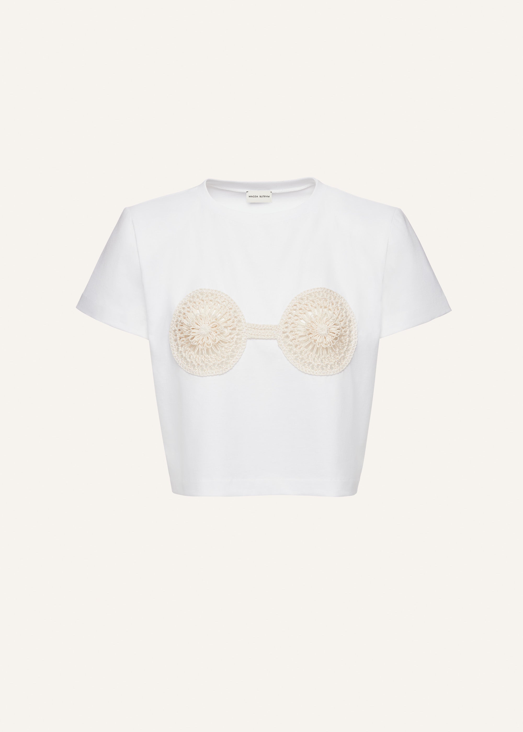 Crochet bra t-shirt in white | Magda Butrym