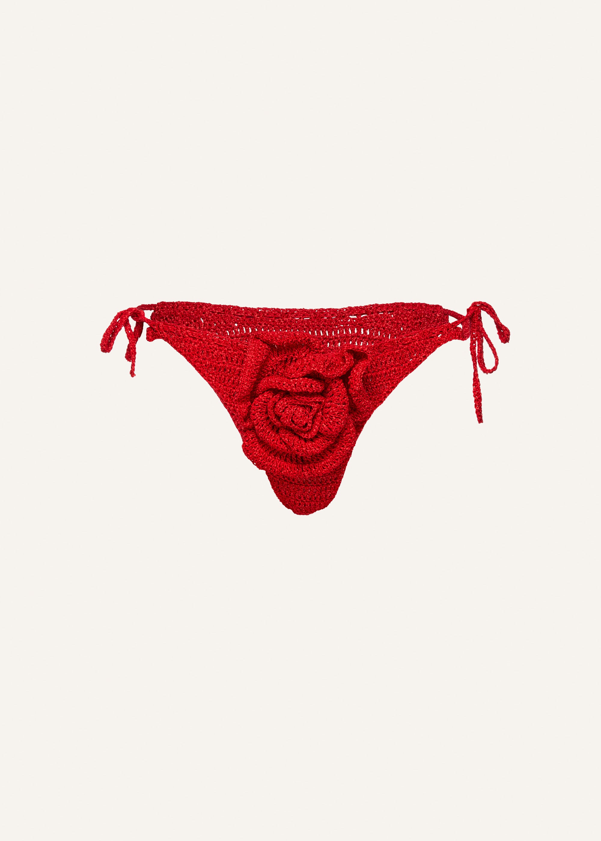 Red Flower Crochet String Vengeance Amore Bikini Bottom