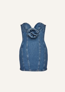 Denim bustier mini dress in blue | Magda Butrym