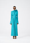 Bell sleeve maxi dress in aquamarine | Magda Butrym