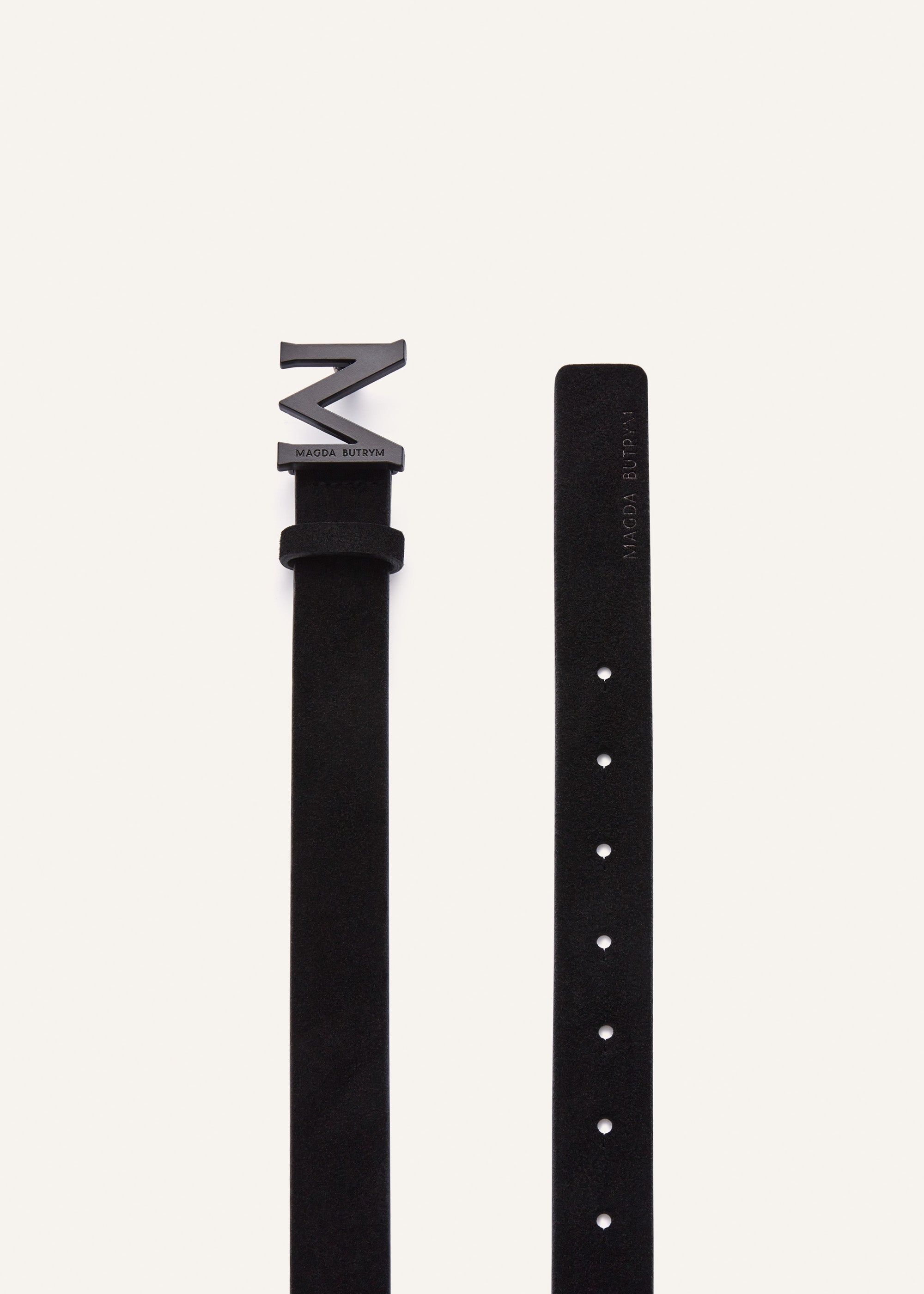 M logo belt in black leather | Magda Butrym