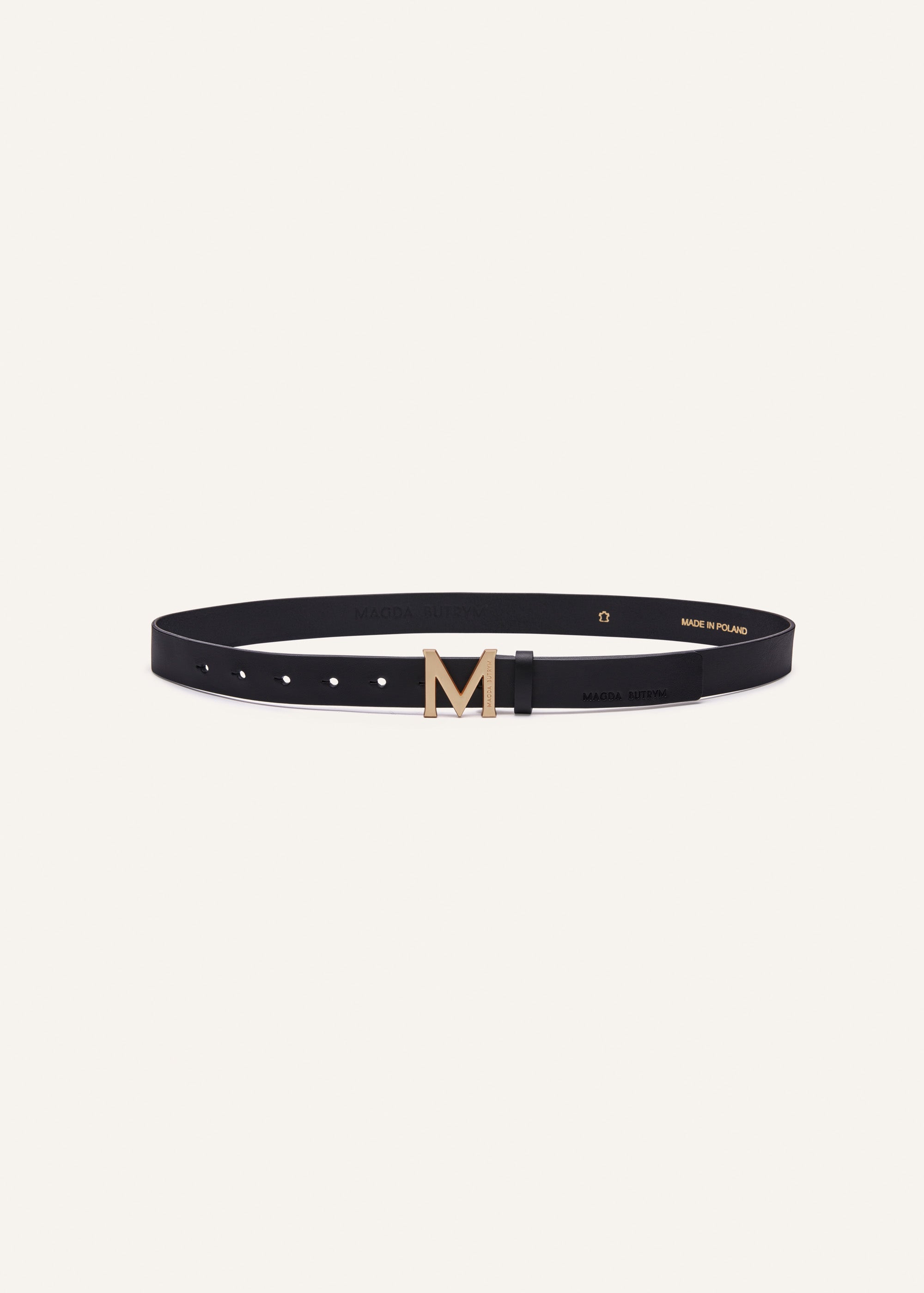 M logo belt in leather black Magda | Butrym