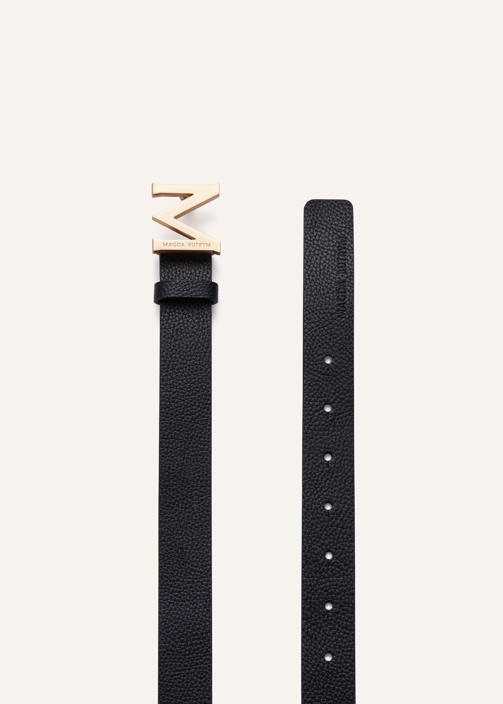 M logo leather black belt | in Butrym Magda