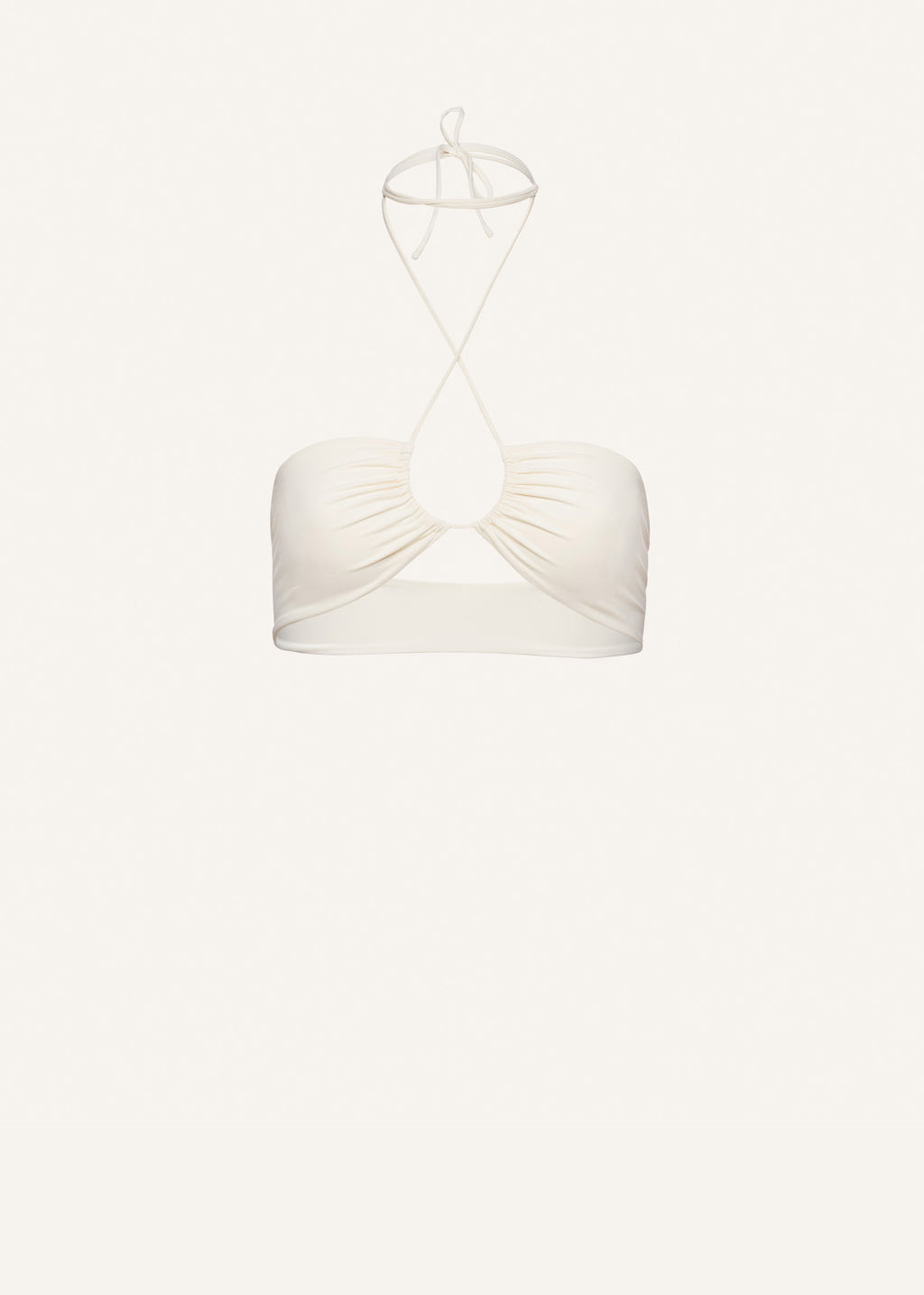 Crisscross bandeau swim top in cream | Magda Butrym