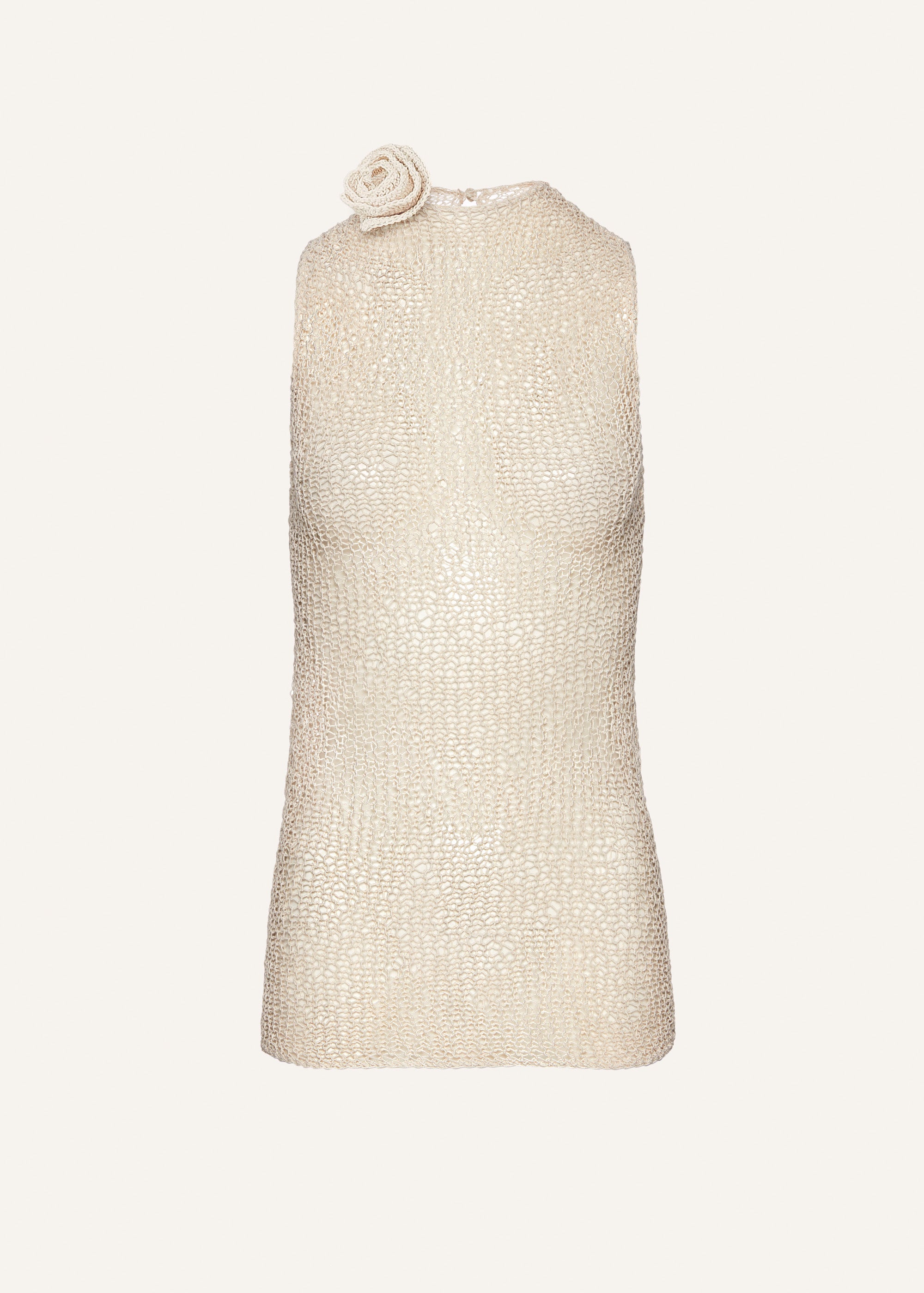 Netted crochet high neck top in cream | Magda Butrym