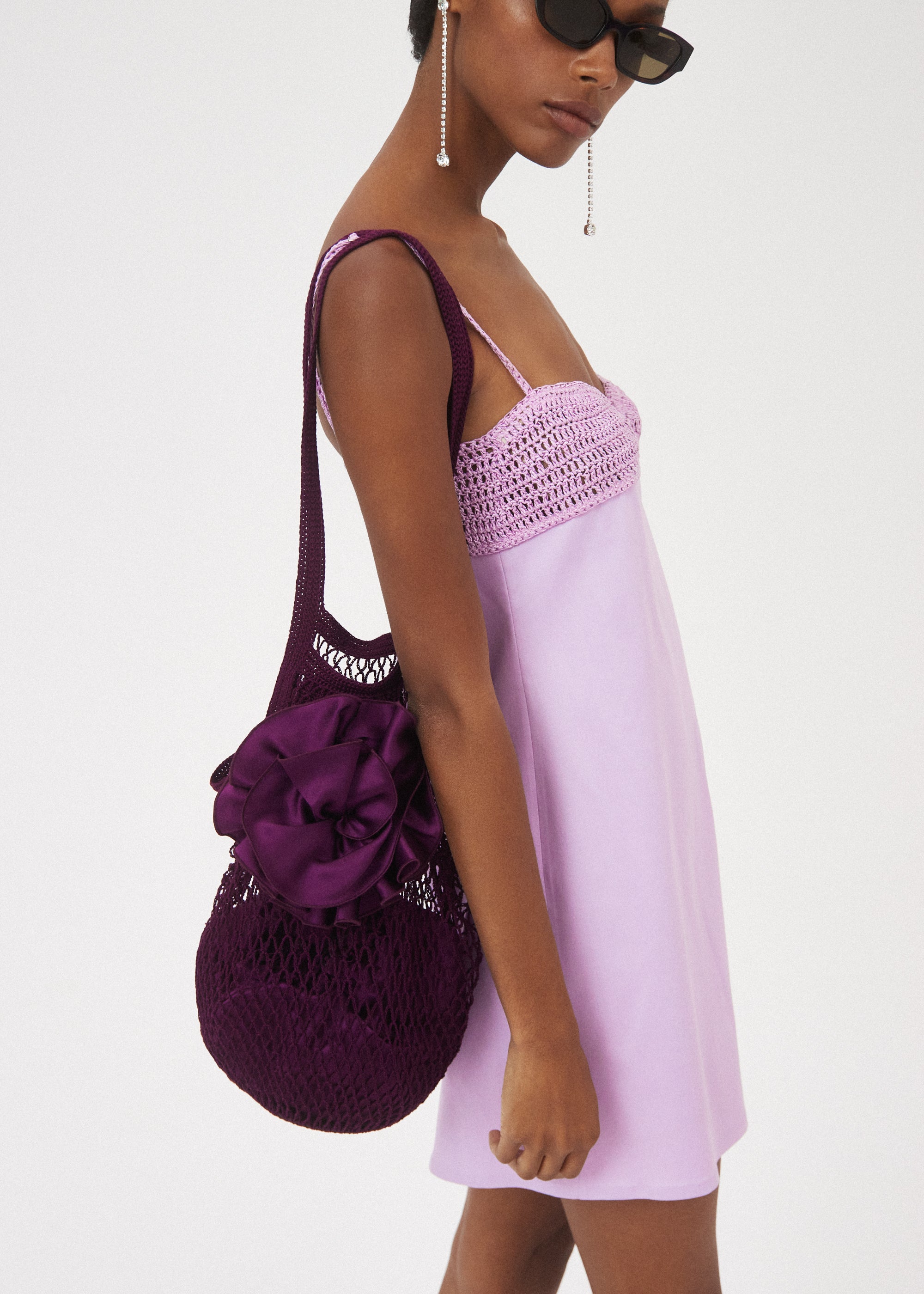 Magda Butrym Womens Violet Semi-sheer Cotton-blend Crochet Top 8
