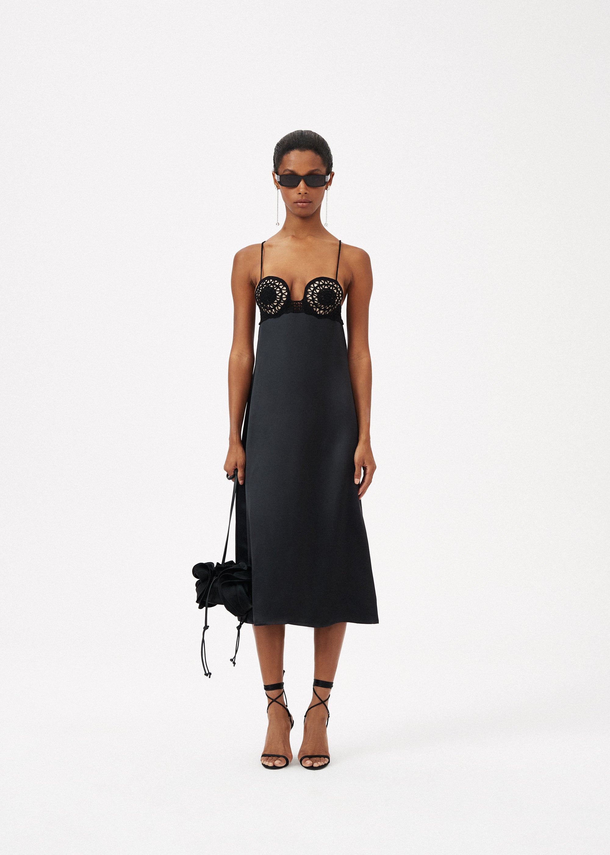 Crochet bustier midi dress in black | Magda Butrym