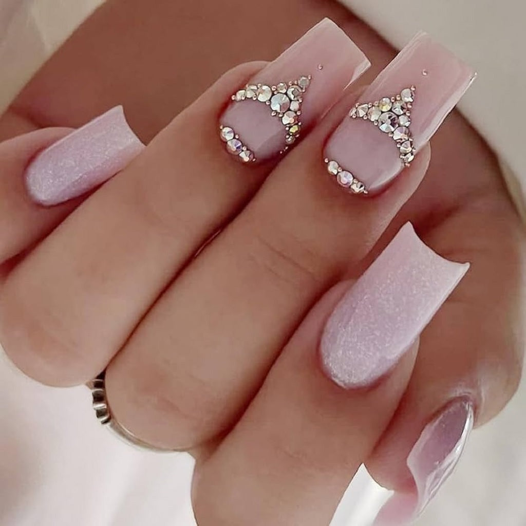 Baby Pink Nails with Bling