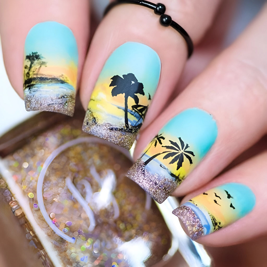 Beach Nails with Palms