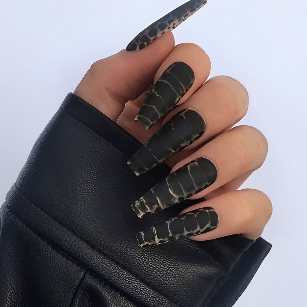 Black Matte Crocodile Nails