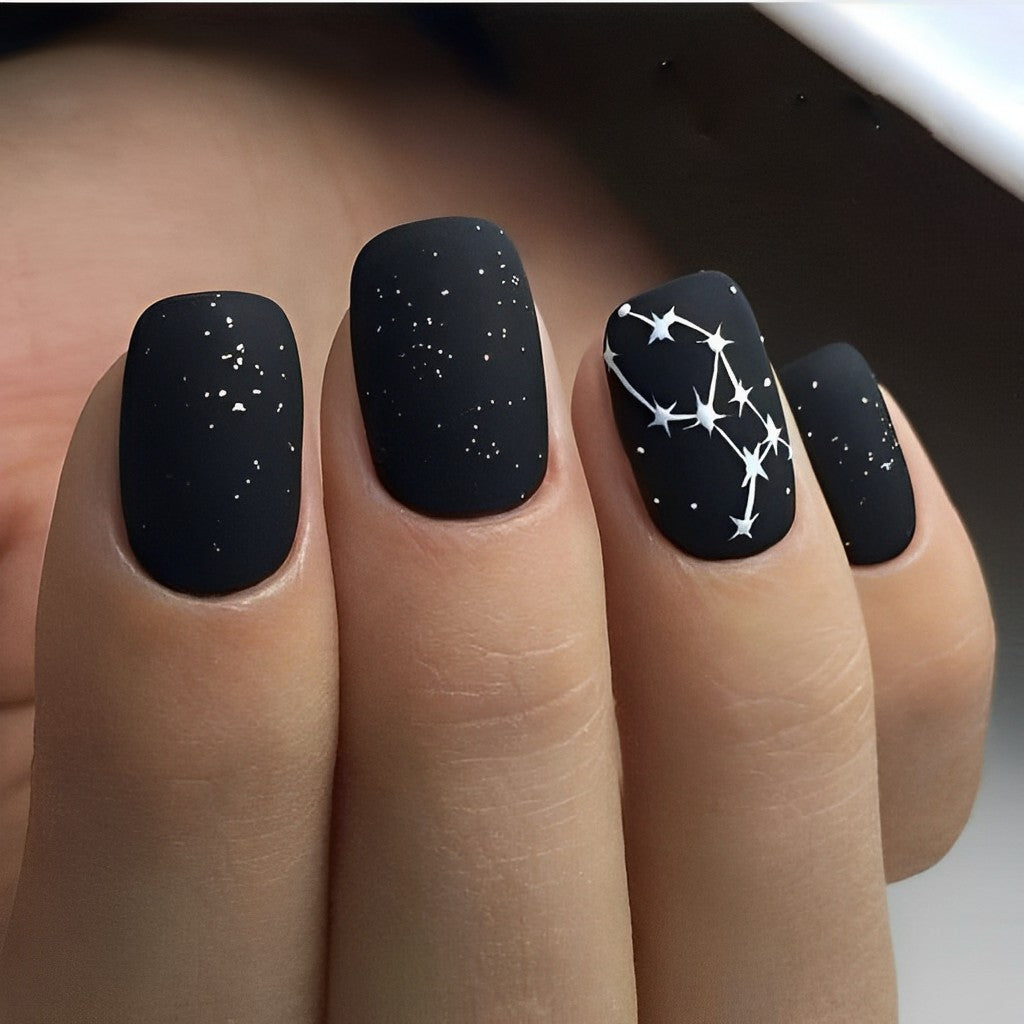 Black and White Galaxy Nails