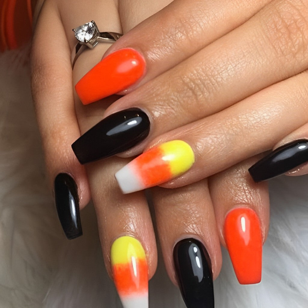 Candy Corn Accent Nails for Halloween