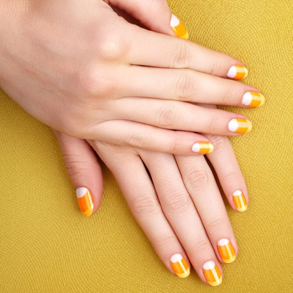 French Manicure with Candy Corn Colors