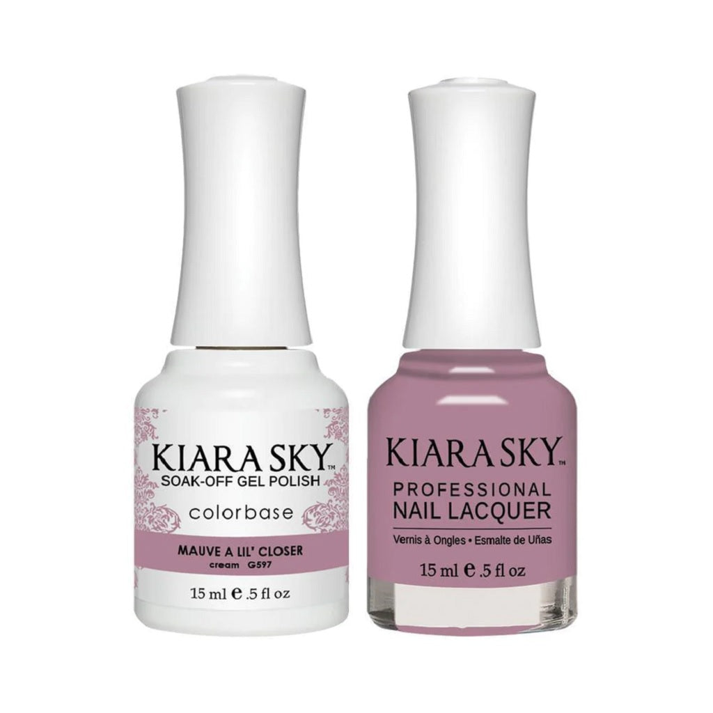 Kiara Sky Gel Nail Polish Duo - 597 Purple Colors - Mauve A Lil' Closer
