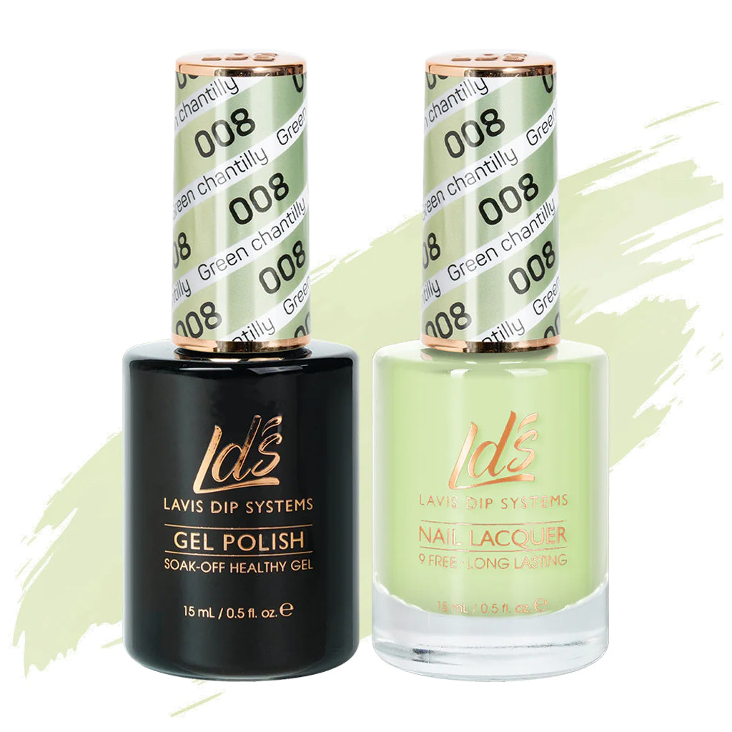 LDS Gel Nail Polish Duo - 008 Green Colors - Green Chantilly