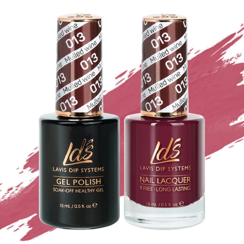 LDS Gel Nail Polish Duo - 013 Red Colors - Mulled Wine