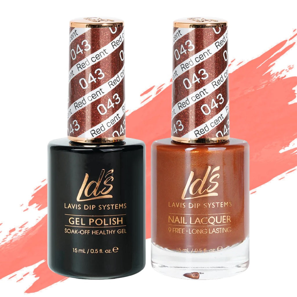 LDS Gel Nail Polish Duo - 043 Brown, Glitter Colors - Bronze