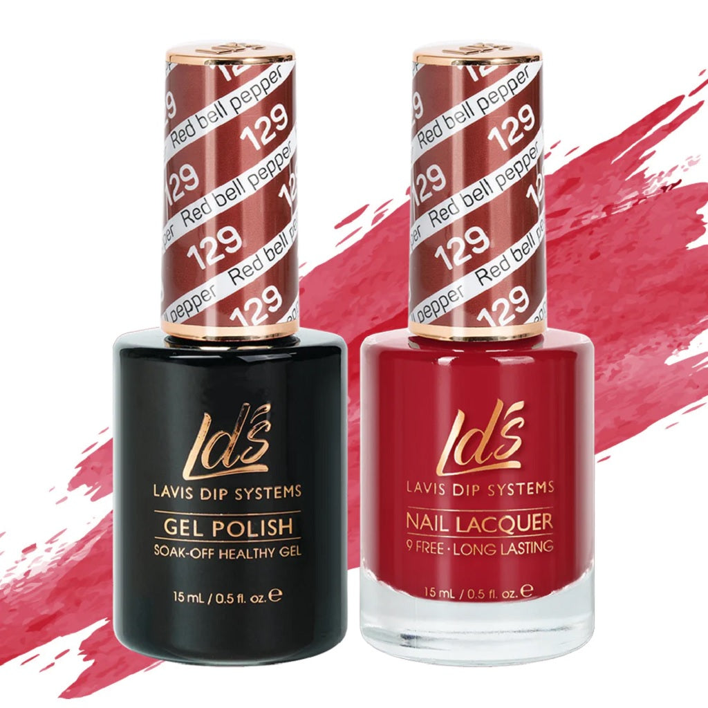 LDS Gel Nail Polish Duo - 129 Red Colors - Red Bell Pepper