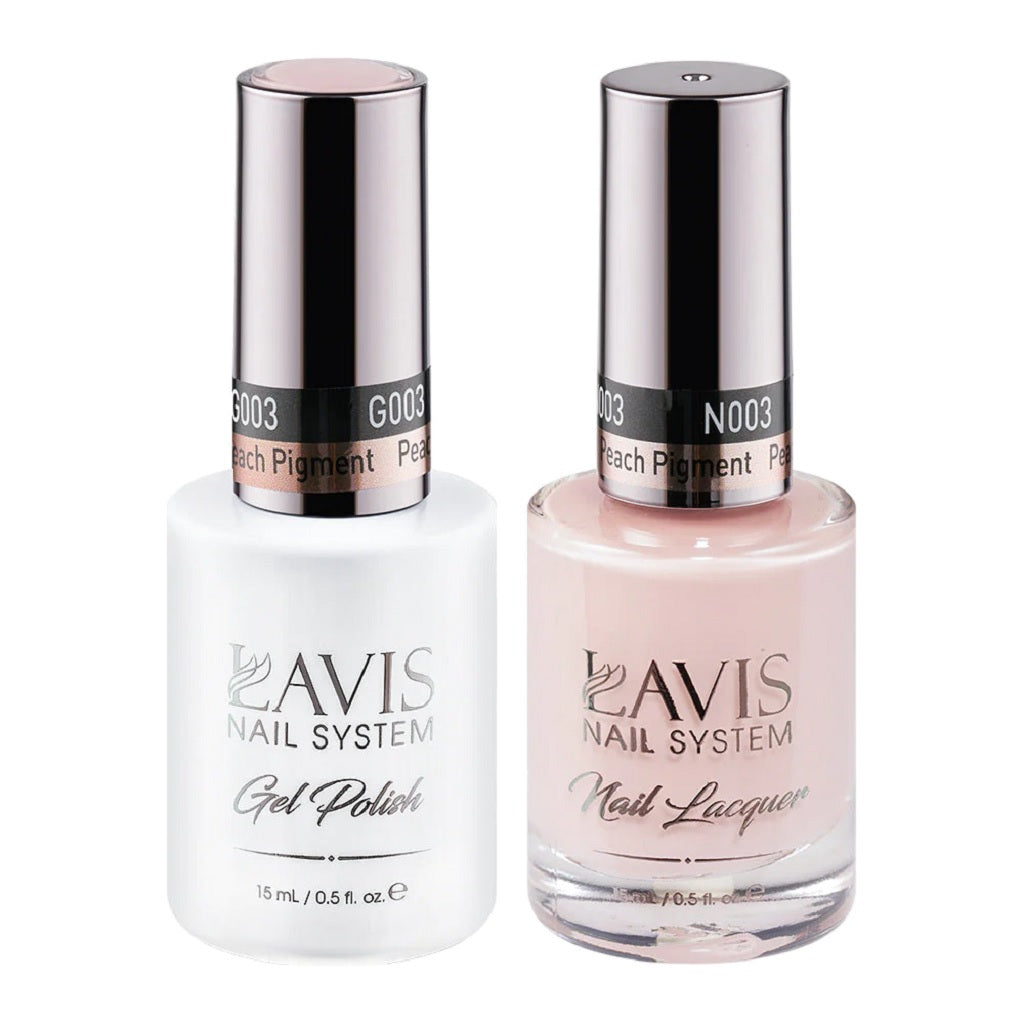 Lavis Gel Nail Polish Duo - 003 Beige Pink Colors - Peach Pigment