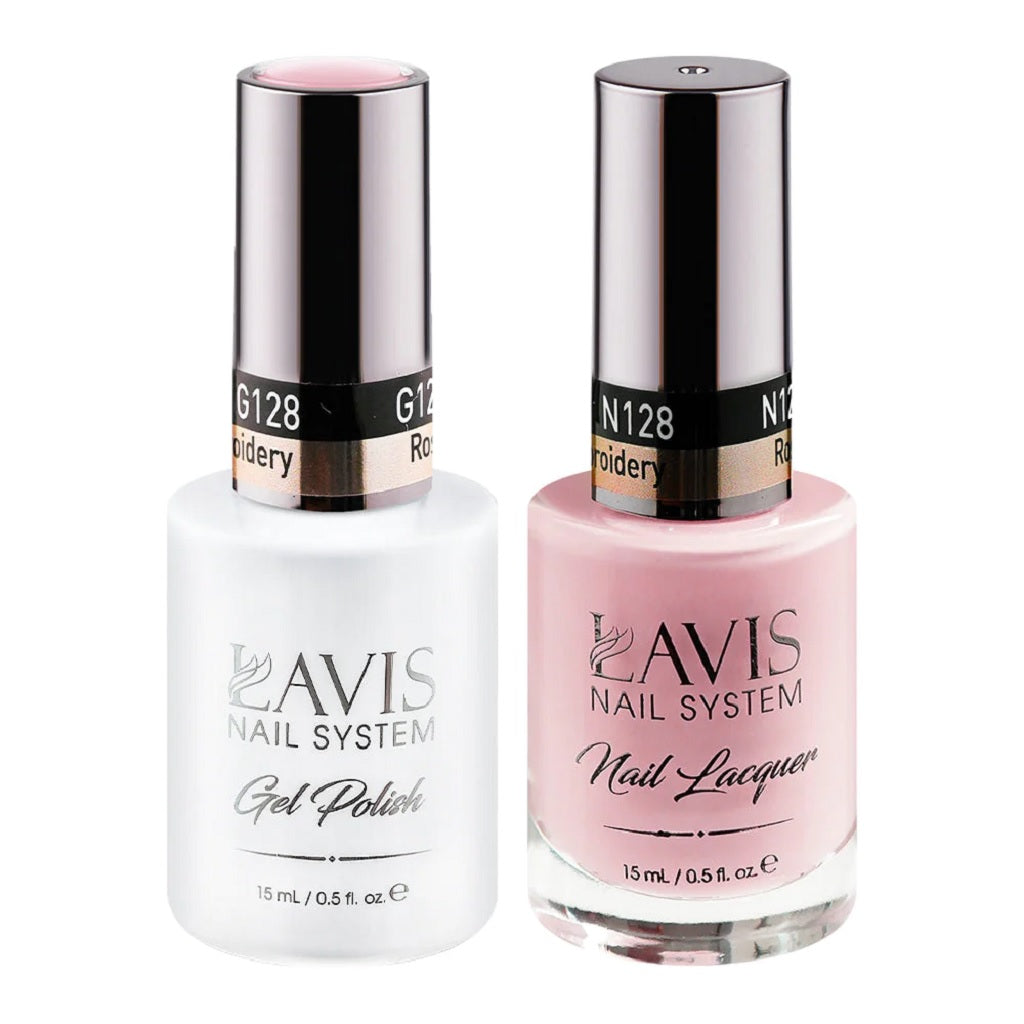 Lavis Gel Nail Polish Duo - 128 Vintage, Rose Colors - Rose Embroidery