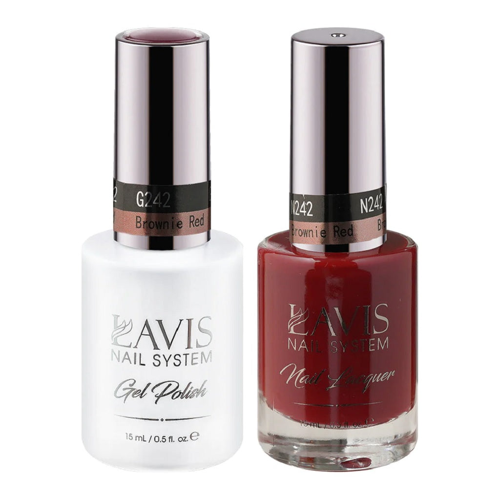 Lavis Gel Nail Polish Duo - 242 Brown Colors - Brownie Red