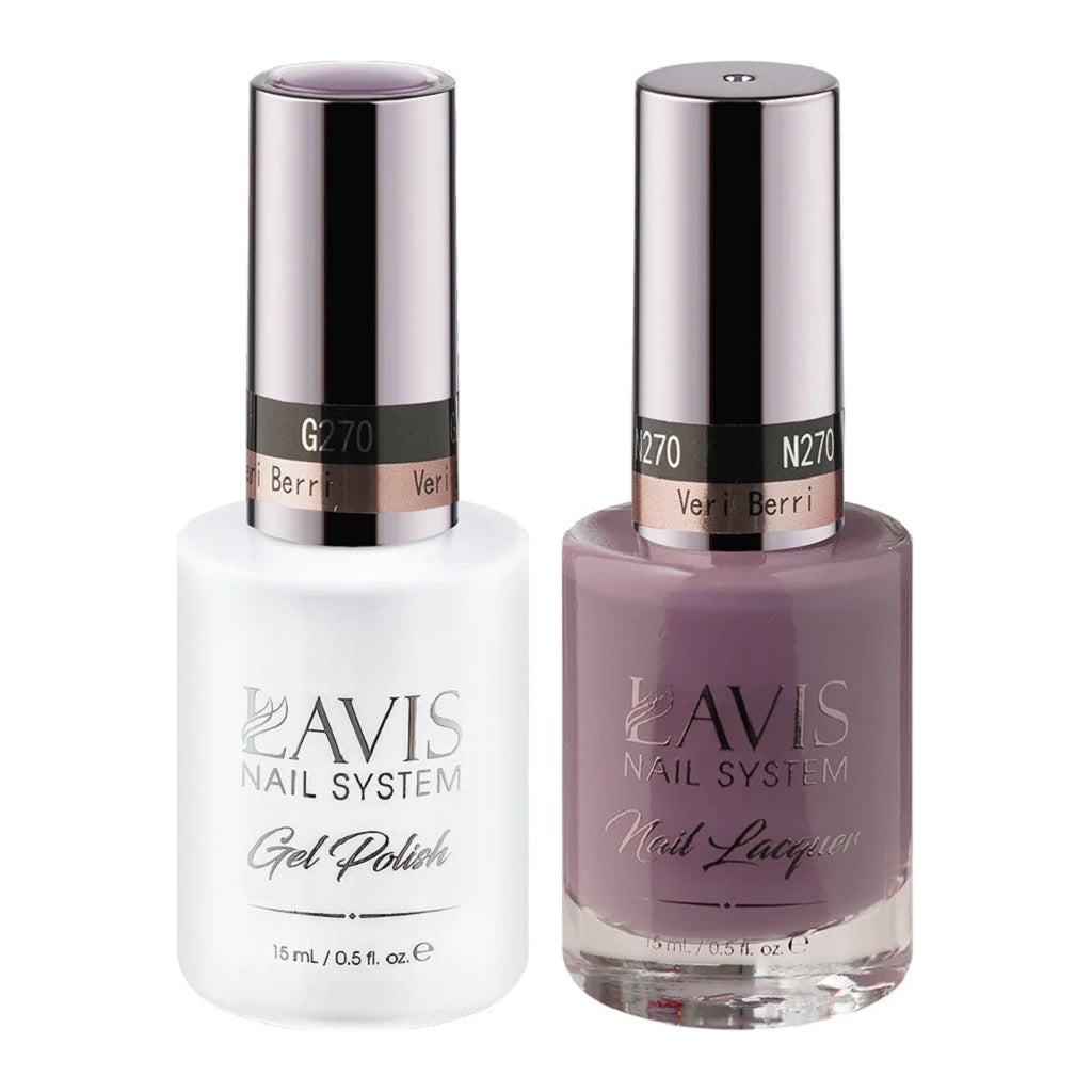 Lavis Gel Nail Polish Duo - 270 Mauve Colors - Veri Berri