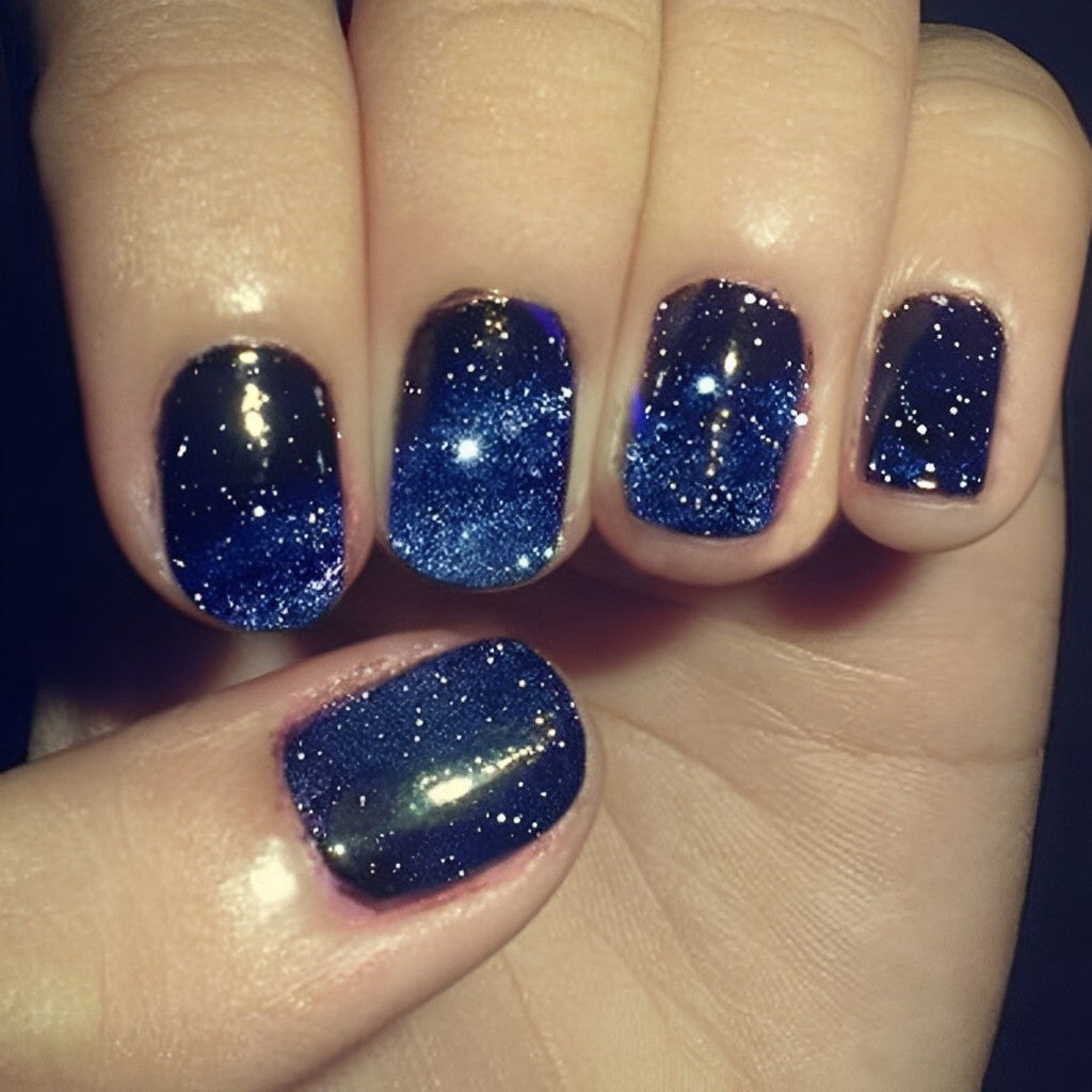 Navy Blue Celestial Nails