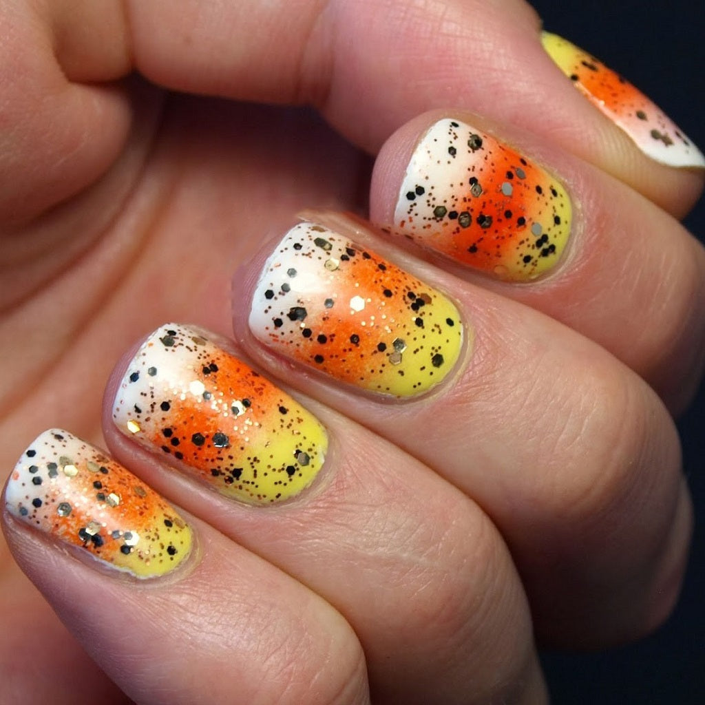 Speckled Glitter on Candy Corn Nails