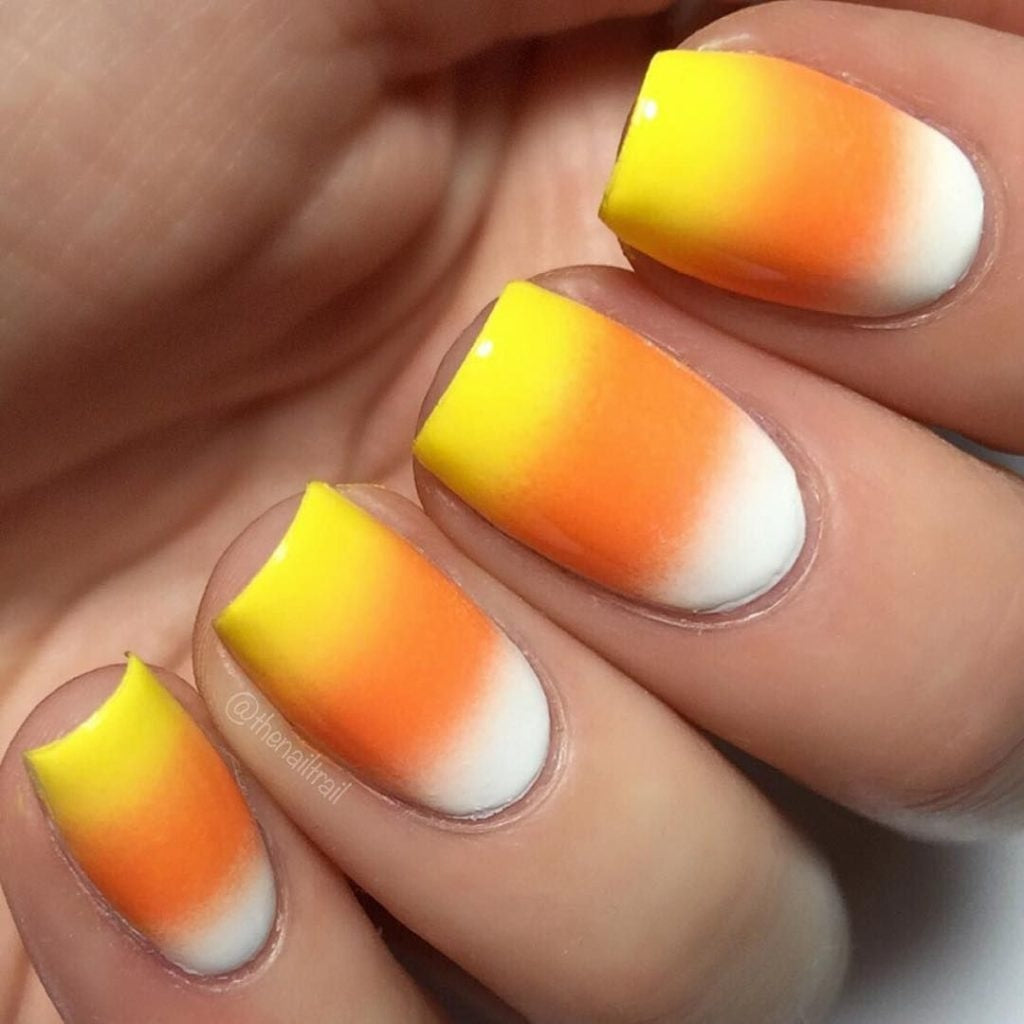 Square Nails with the Classic Candy Corn Gradient