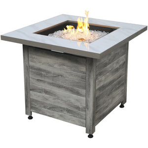 Endless Summer The Chesapeake, LP Gas Fire Pit 30" Faux Marble Top Faux Weather Wood Base GAD15274SP