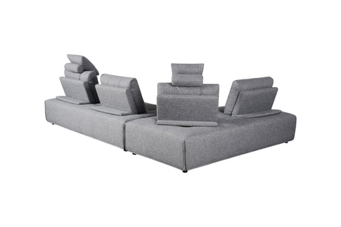 Toco Grey Upholstered Modular Sectional Sofa with Adjustable Backrests –  Accents@Home