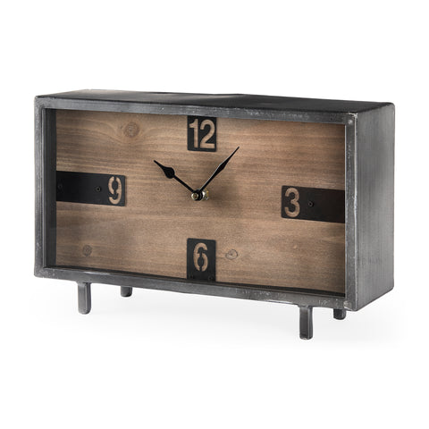 Mercana Ralph I Black Metal Square Table Clock