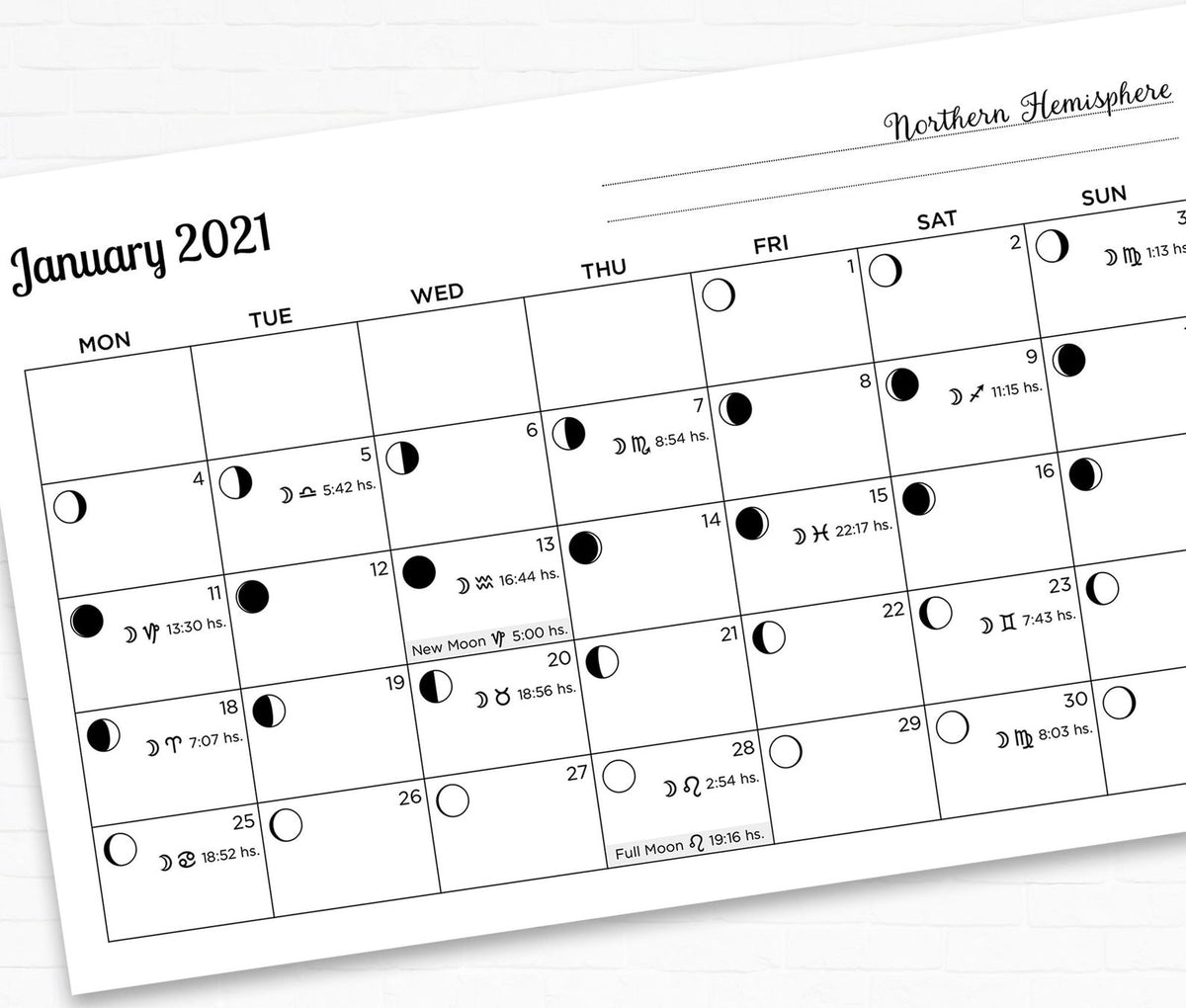 2021 & 2022 Printable Lunar Calendar Monthly Astral Spot