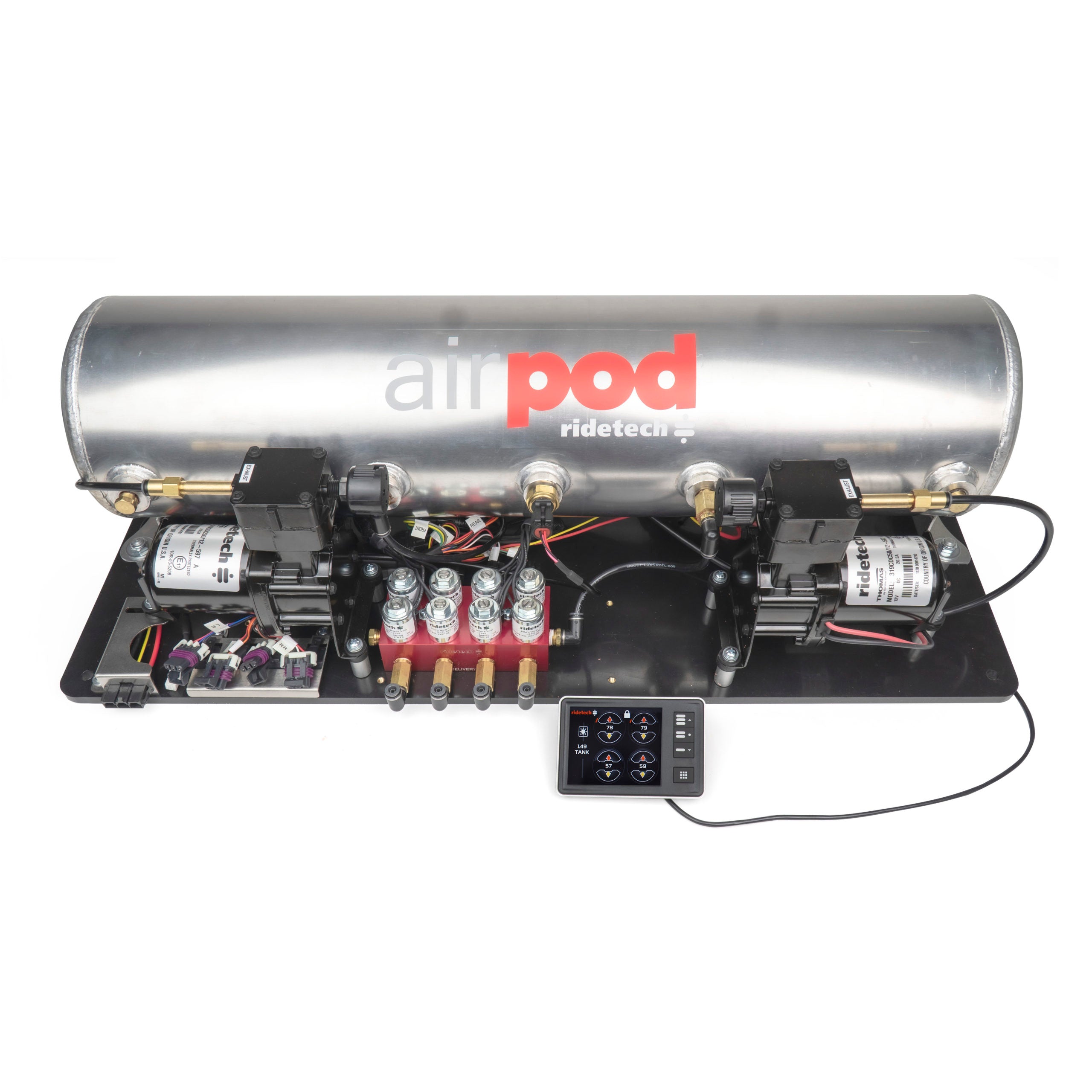 Ridetech 30514100 5 Gallon AirPod with RidePro E5 air suspension controller.