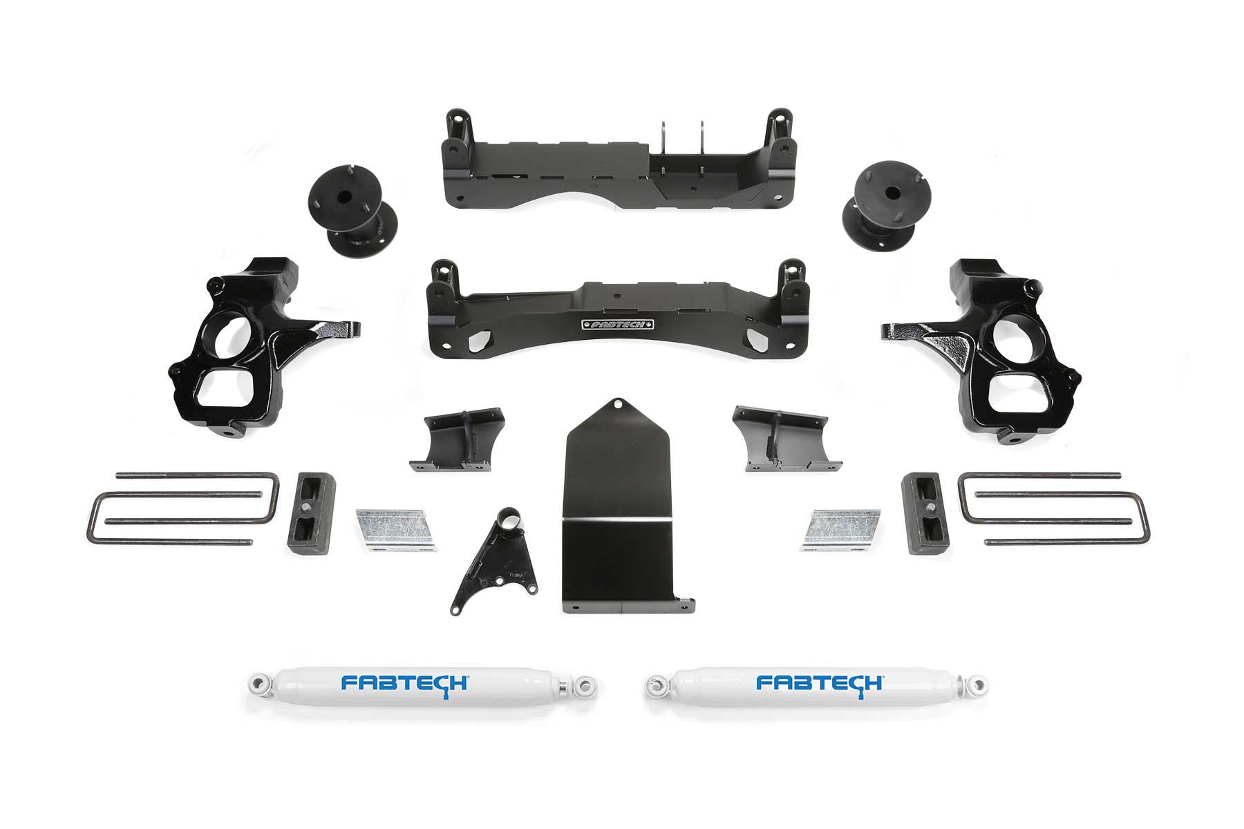 Fabtech 4" BASIC SYS W/ PERF SHKS 14-18 GM C/K1500 P/U W/ OE FORG STL UCA